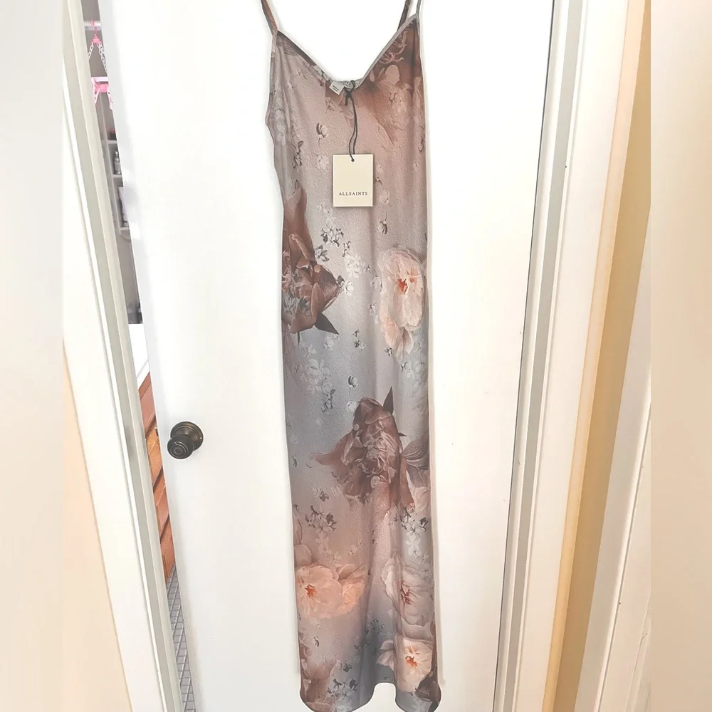 Price firm $220 NWT ALLSAINTS Bryony Maxi Dress in Bloom Soft Blue 2 - Picture 3 of 8